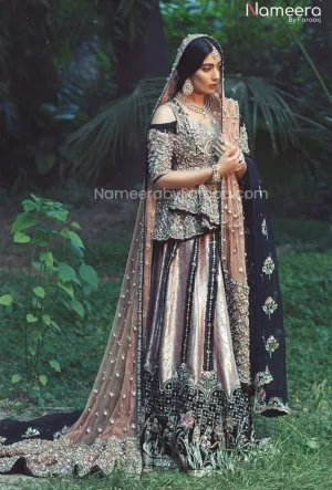 Pakistani Lehenga Bridal Dress in Peplum Frock #BN1006