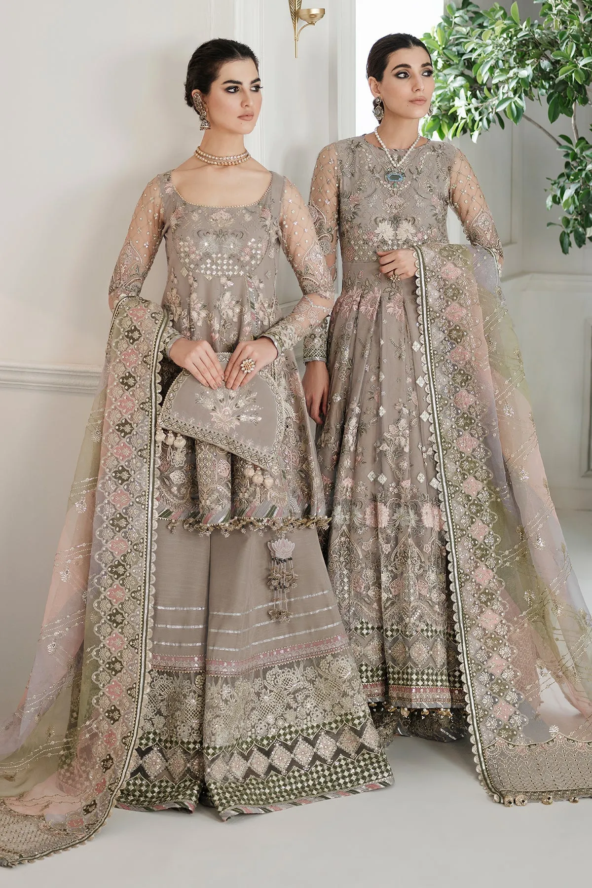 Pakistani Party Dress in Pishwas Frock Trousers Style