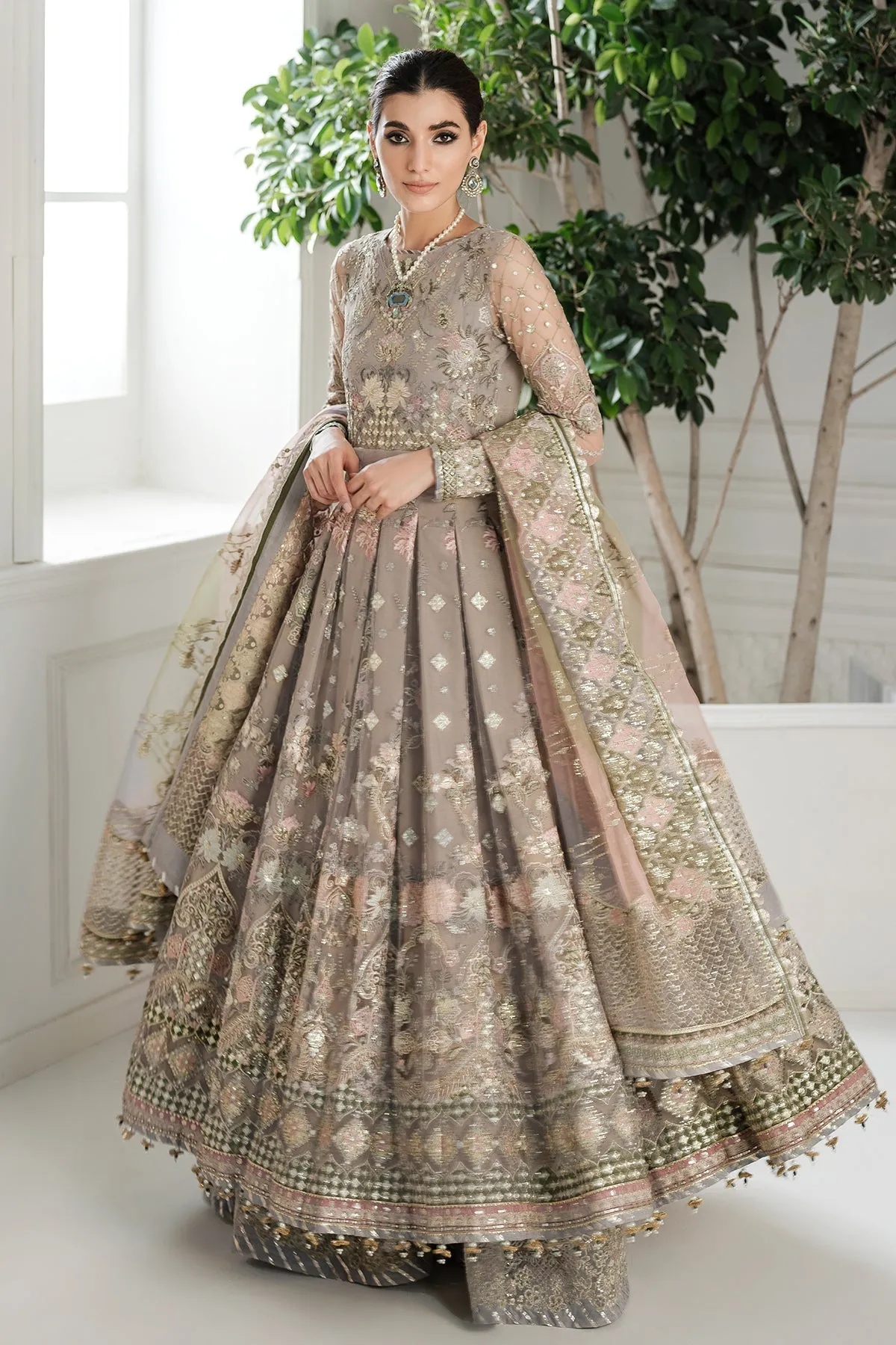 Pakistani Party Dress in Pishwas Frock Trousers Style