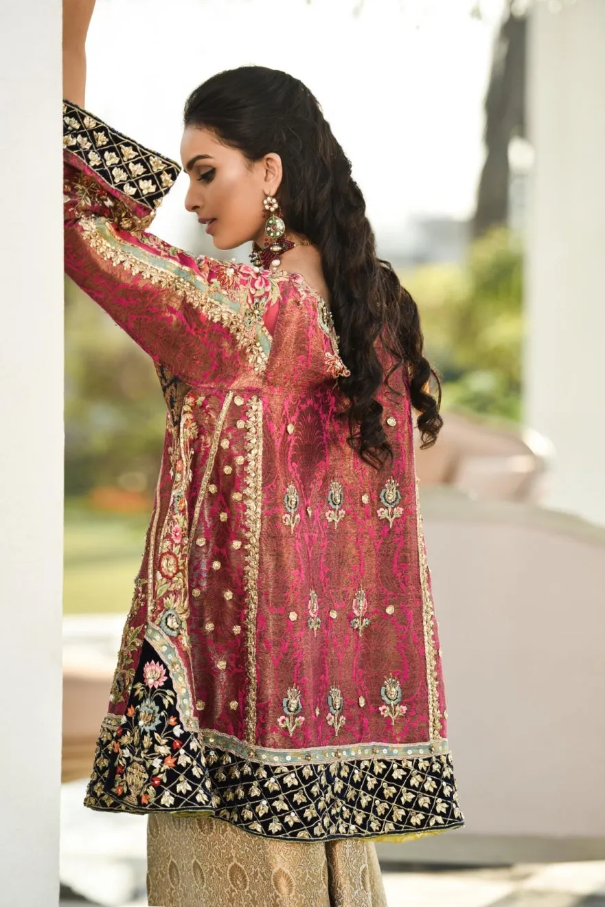 Pakistani Wedding Party Peplum in Pink Color #Y2033