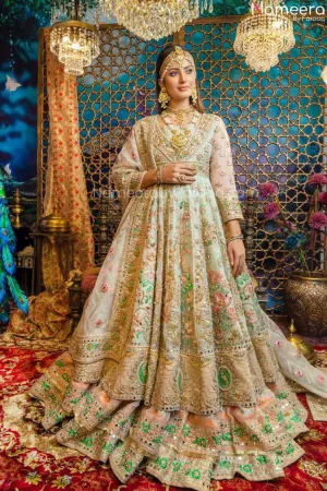 Pakistani White Wedding Lehenga Dress for Nikkah #BN982