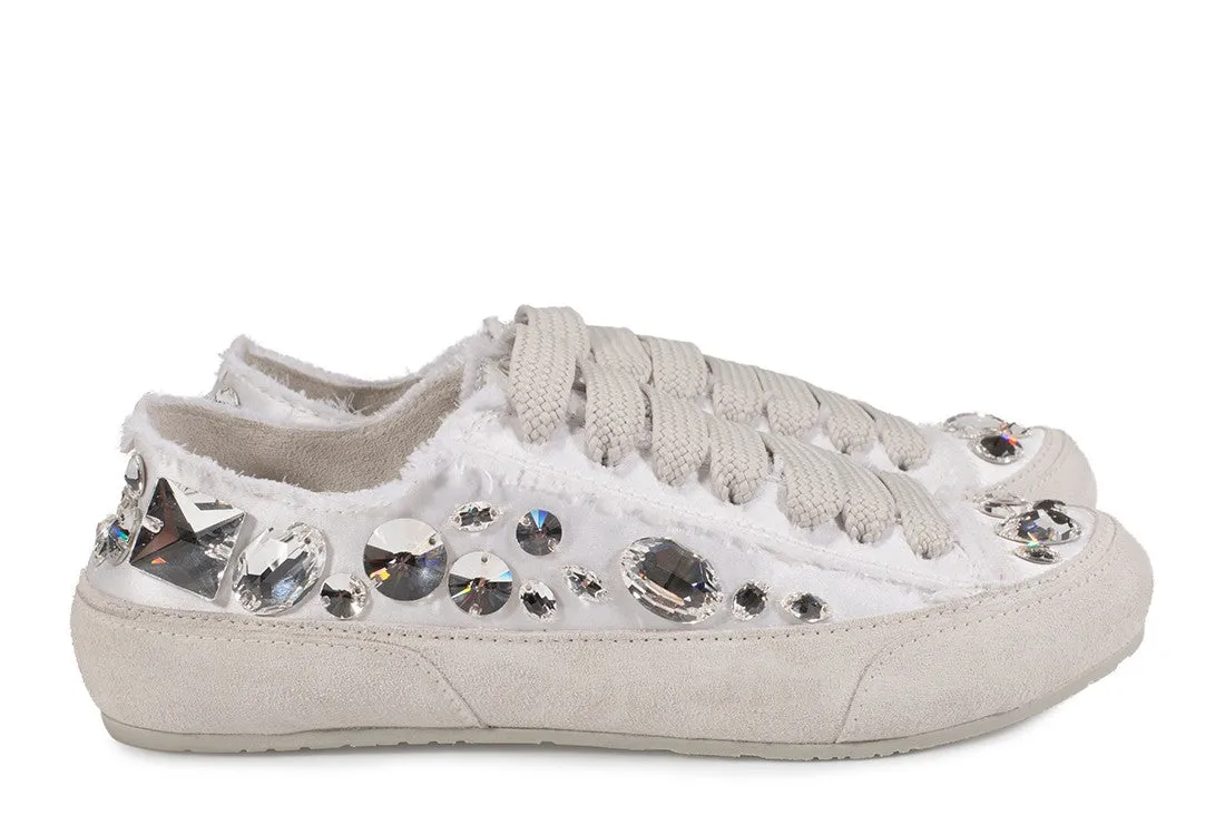Pariz Jeweled Satin Sneaker Meringue