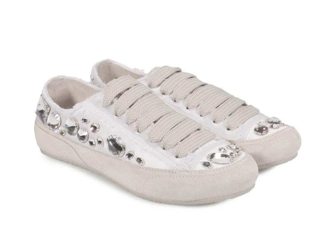 Pariz Jeweled Satin Sneaker Meringue