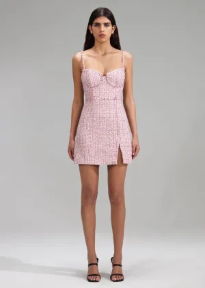 Pink Boucle Diamante Detail Mini Dress