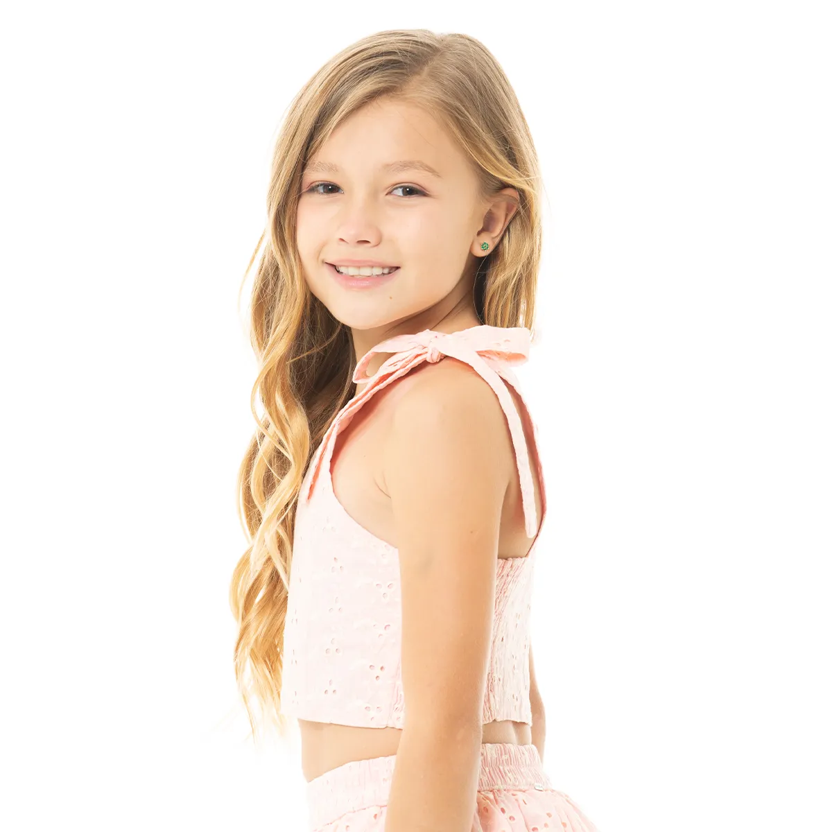 PINK EYELET SKORT SET FOR GIRLS