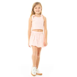 PINK EYELET SKORT SET FOR GIRLS