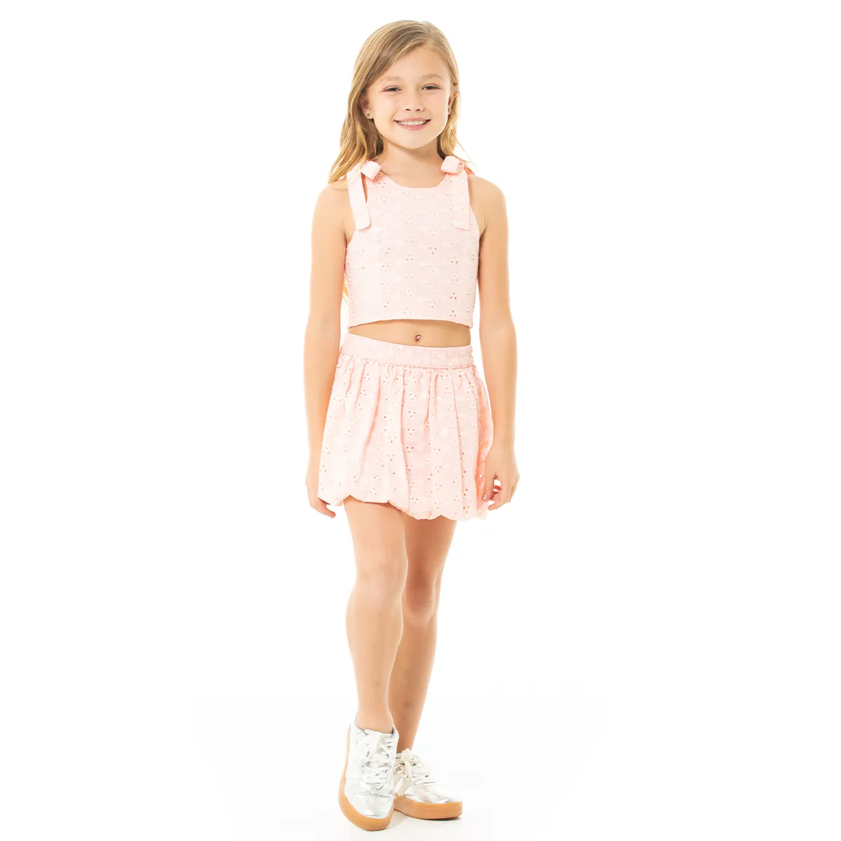 PINK EYELET SKORT SET FOR GIRLS