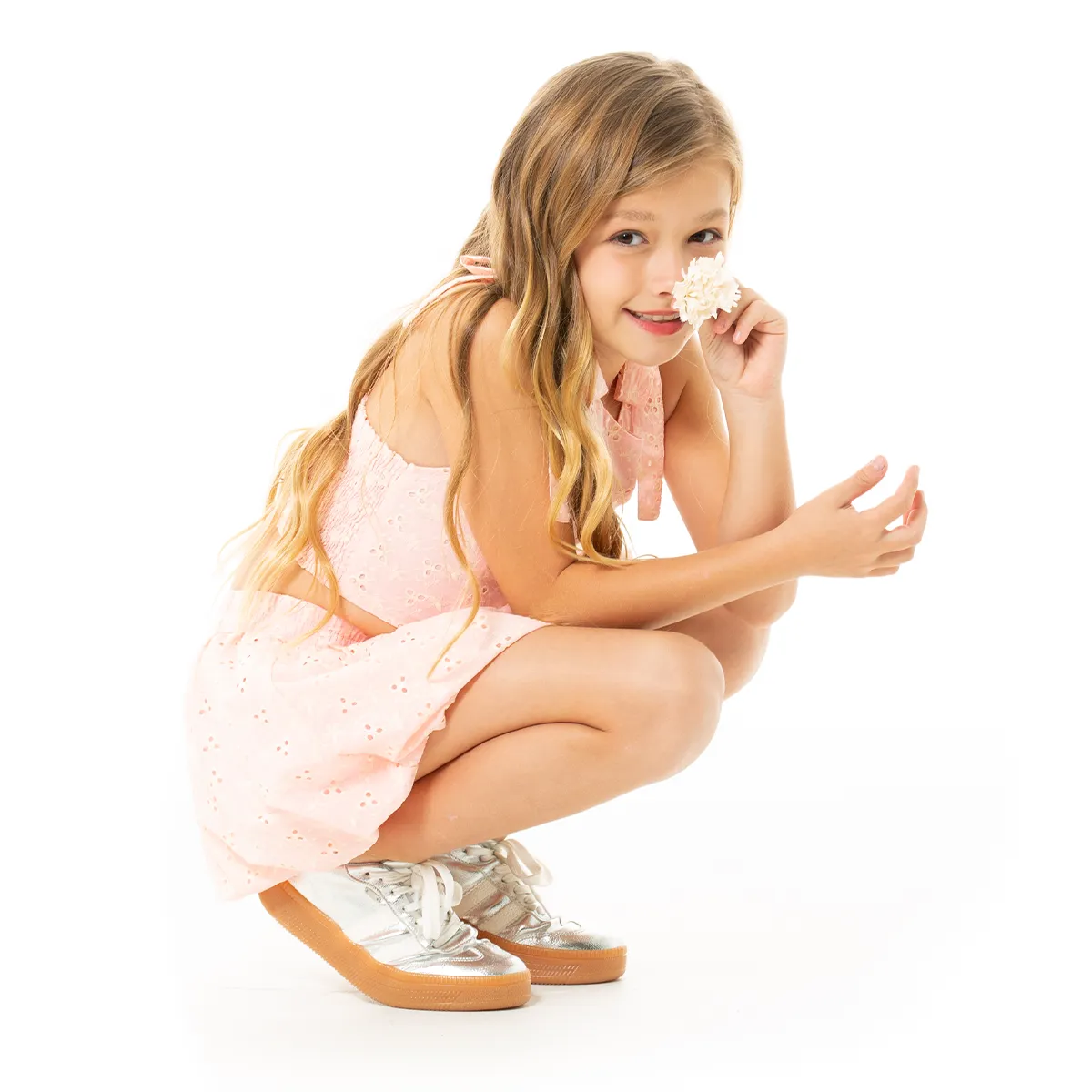 PINK EYELET SKORT SET FOR GIRLS