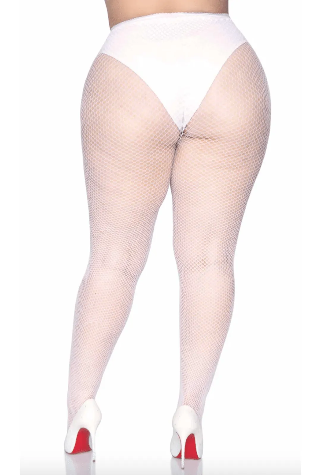 Plus Size White Fishnet Pantyhose