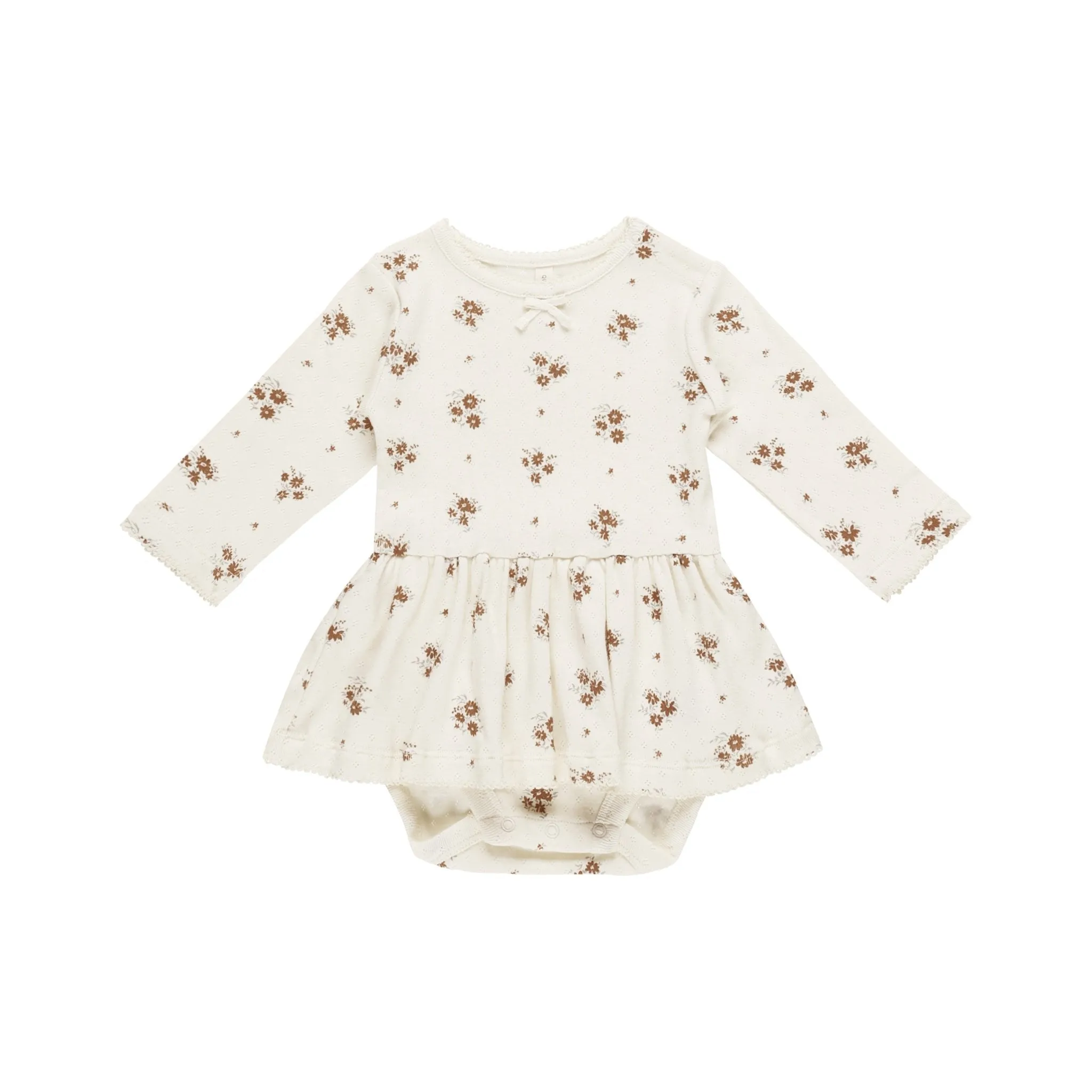 Quincy Mae Pointelle Skirted Bodysuit - Autumn Flora