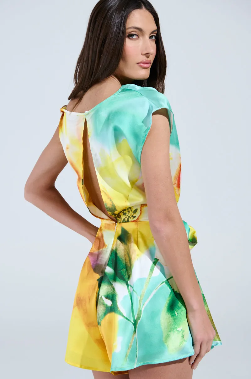 RALEIGH PRINTED SATIN ROMPER
