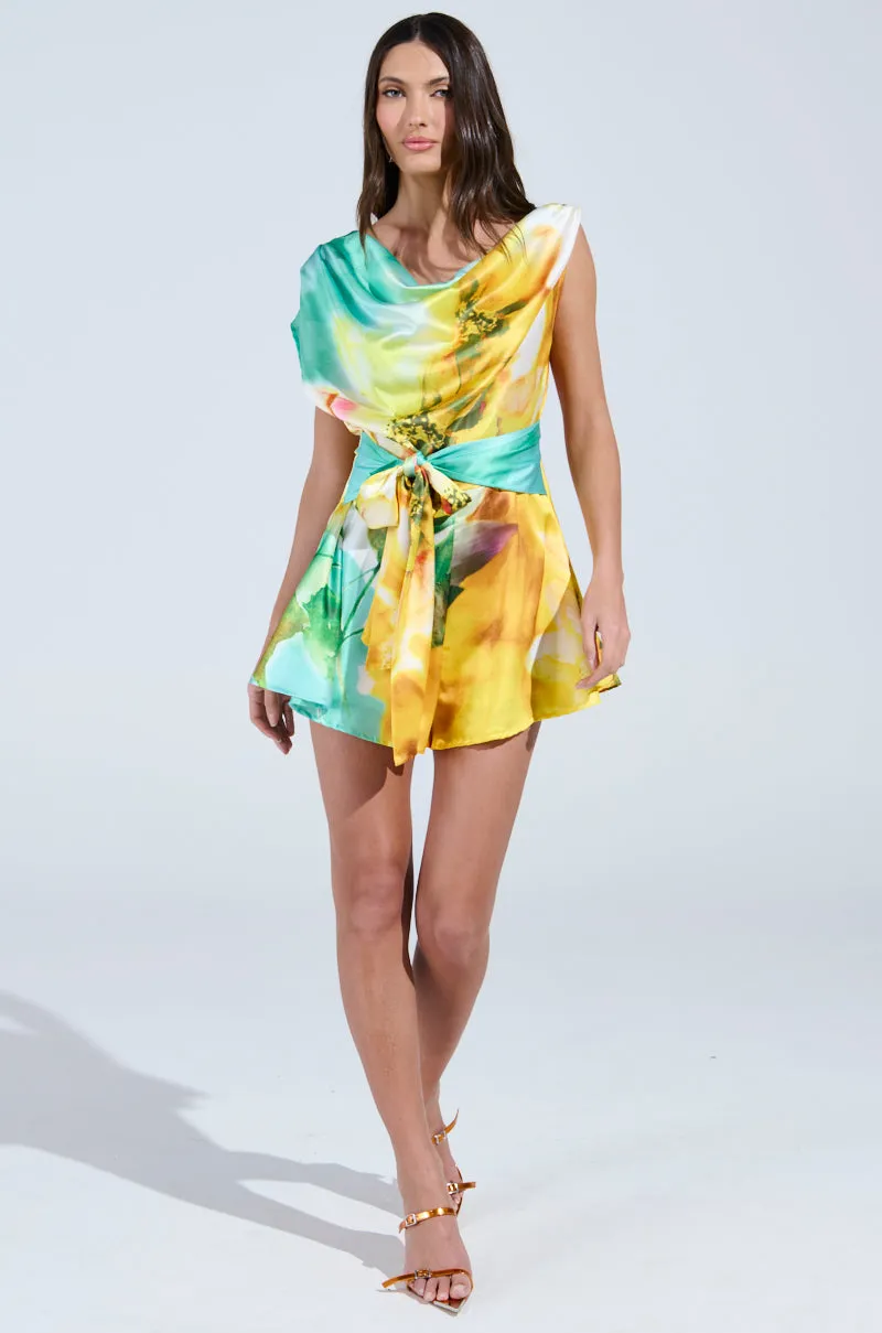 RALEIGH PRINTED SATIN ROMPER
