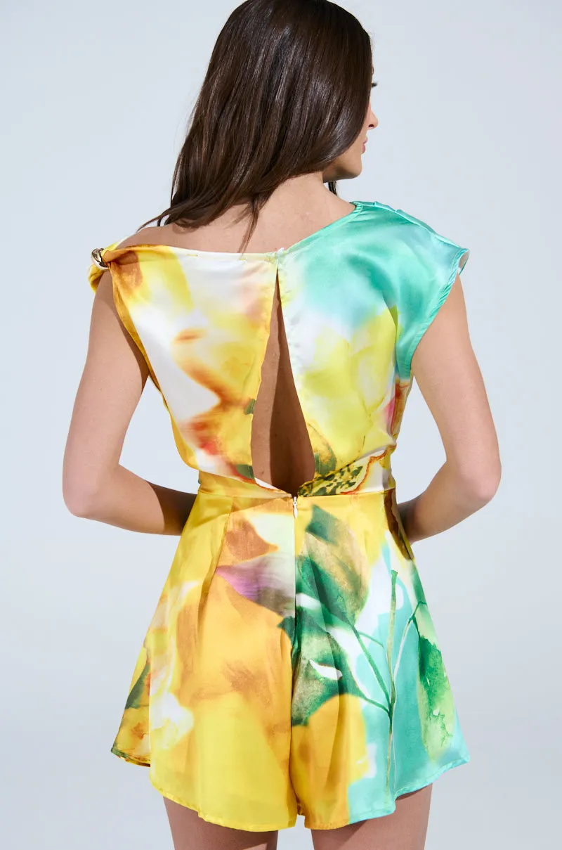RALEIGH PRINTED SATIN ROMPER
