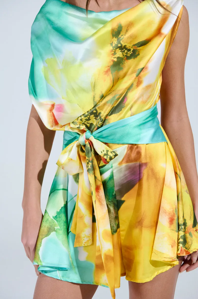 RALEIGH PRINTED SATIN ROMPER