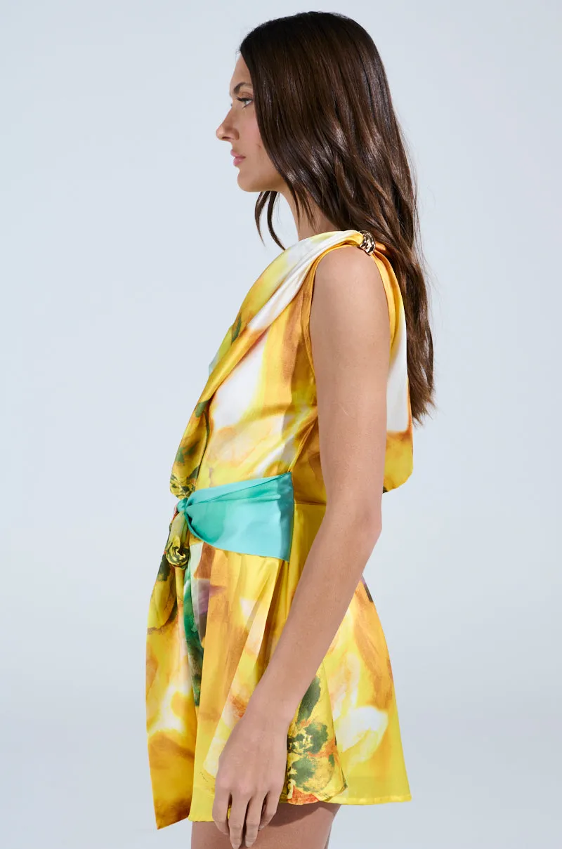 RALEIGH PRINTED SATIN ROMPER