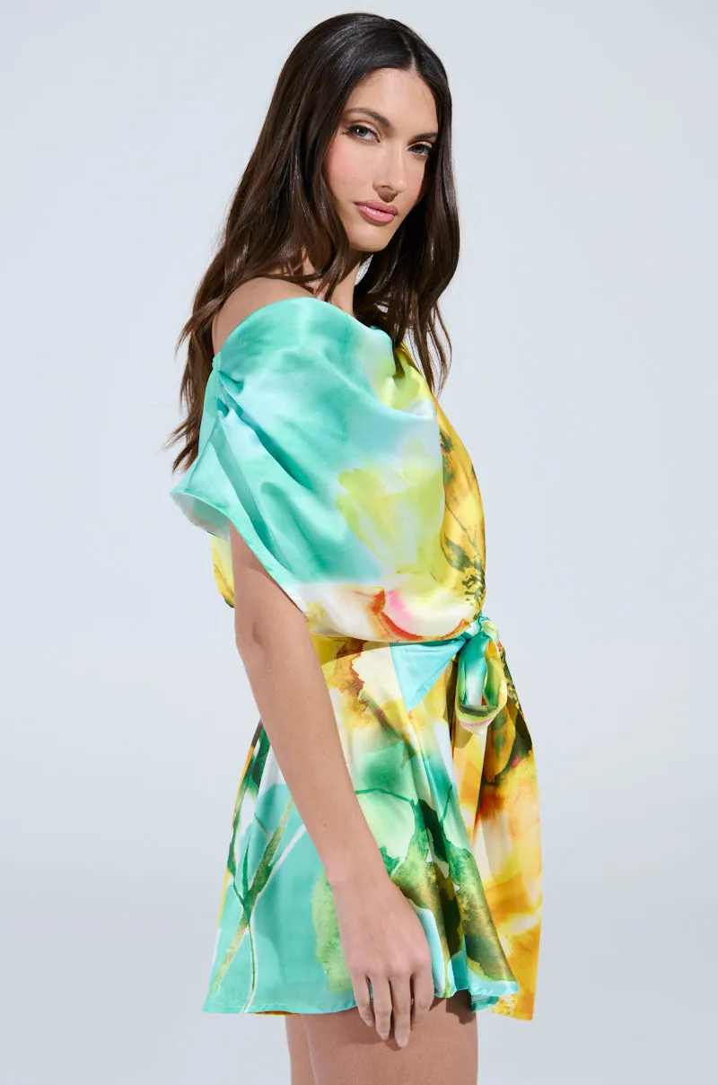 RALEIGH PRINTED SATIN ROMPER