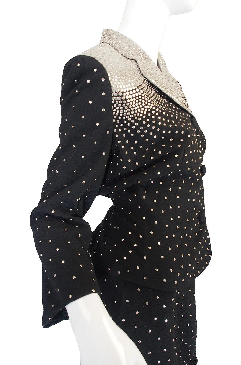 Rare 1940s Fred Block Studded Black Crepe Suit