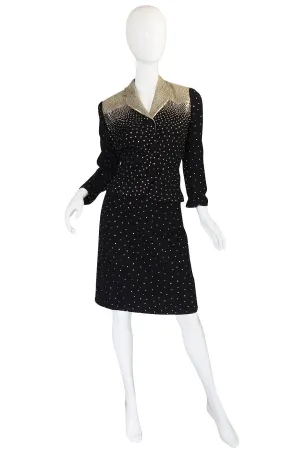 Rare 1940s Fred Block Studded Black Crepe Suit