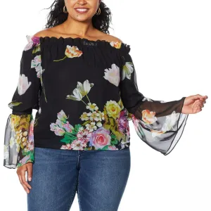 Rarities by Carol Brodie Women's Plus Size Bohemian Off Shoulder Top