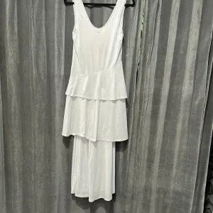 Rebecca Taylor White Sleeveless Asymmetrical Ruffle Maxi Dress