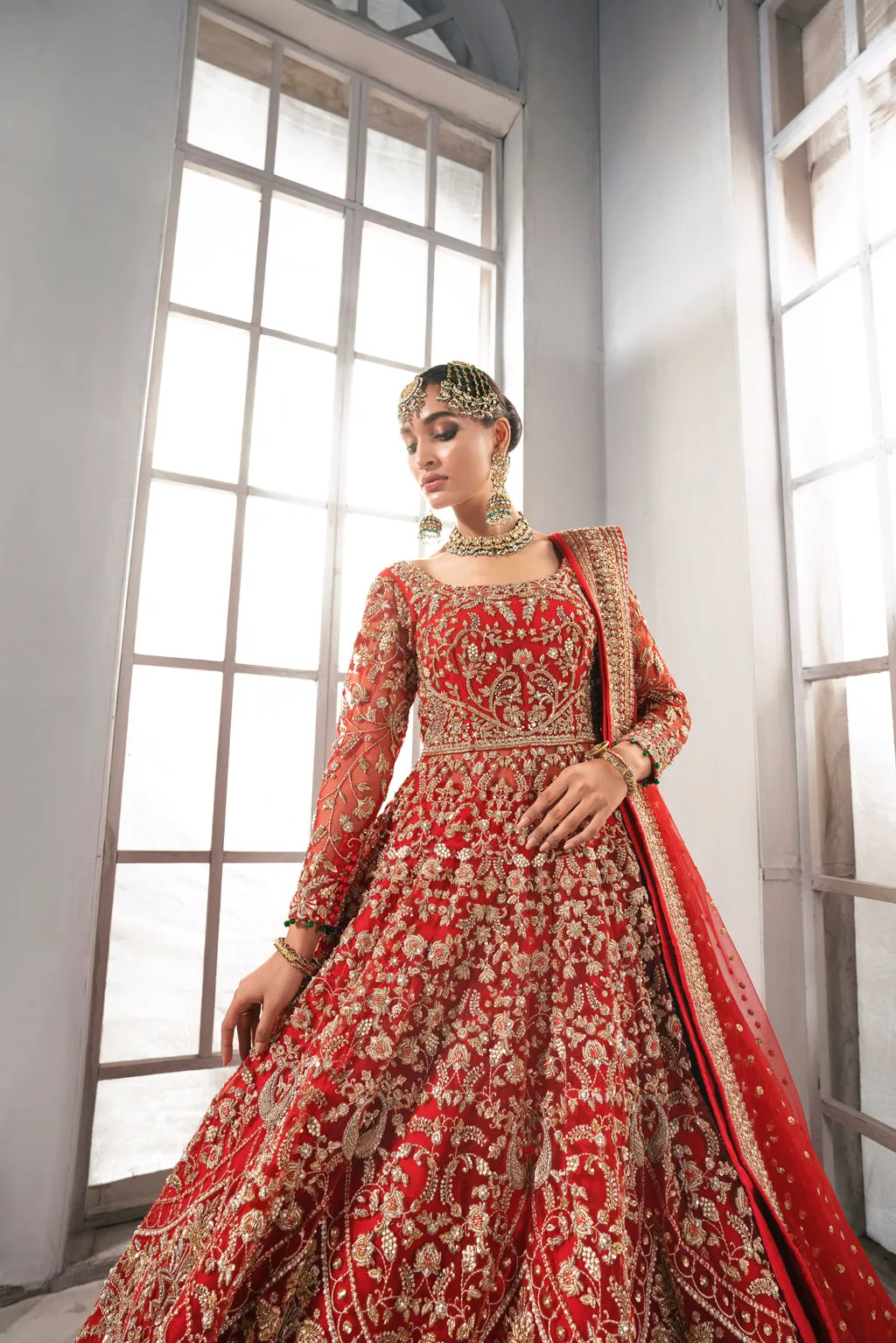 Red Gown Lehenga for Bridal Pakistani Wedding Dresses