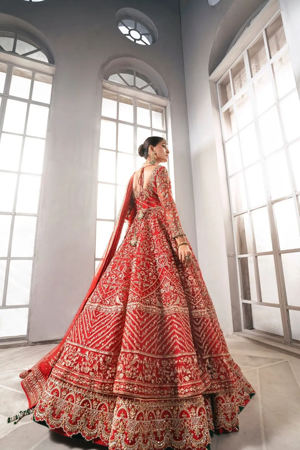 Red Gown Lehenga for Bridal Pakistani Wedding Dresses