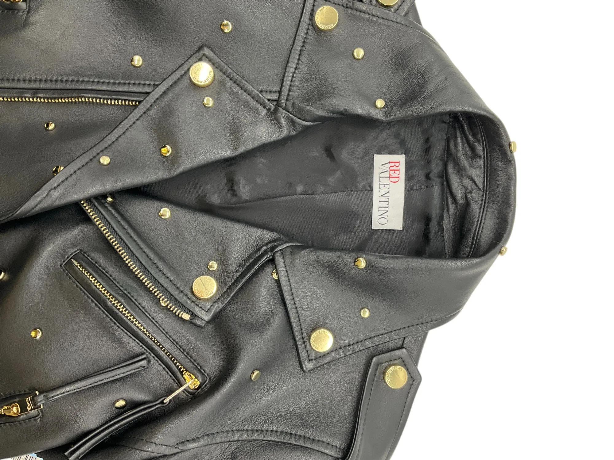 Red Valentino Black Cropped Studded Leather Jacket