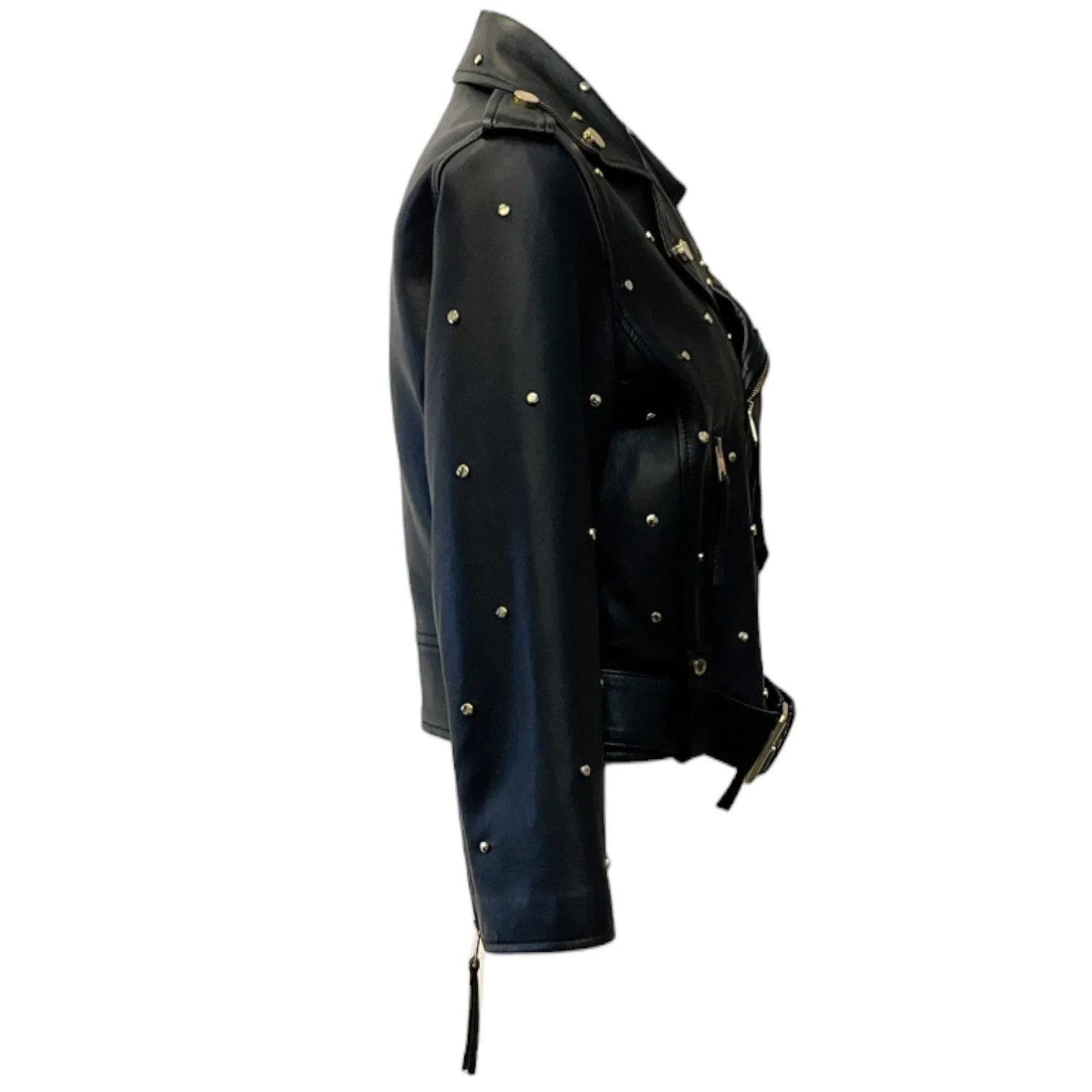 Red Valentino Black Cropped Studded Leather Jacket