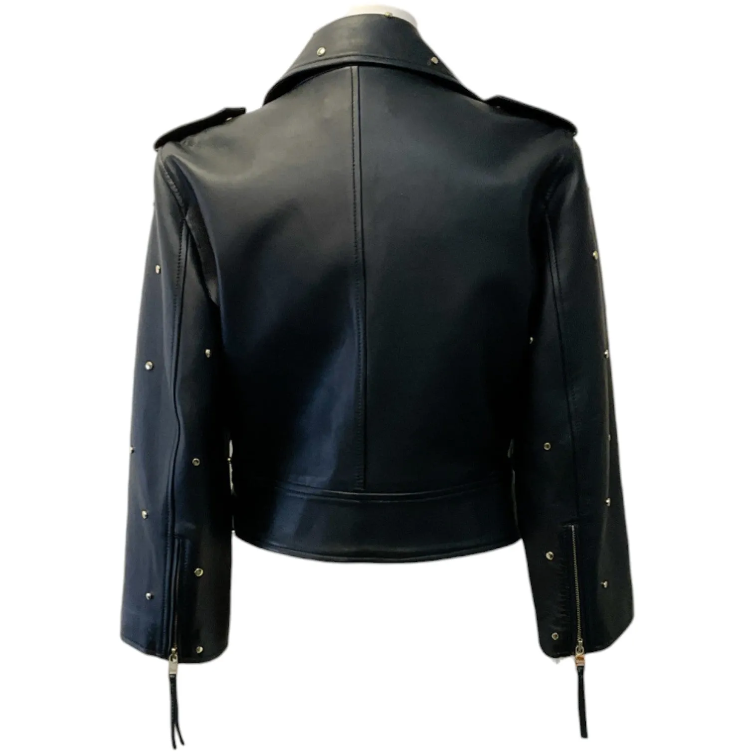 Red Valentino Black Cropped Studded Leather Jacket