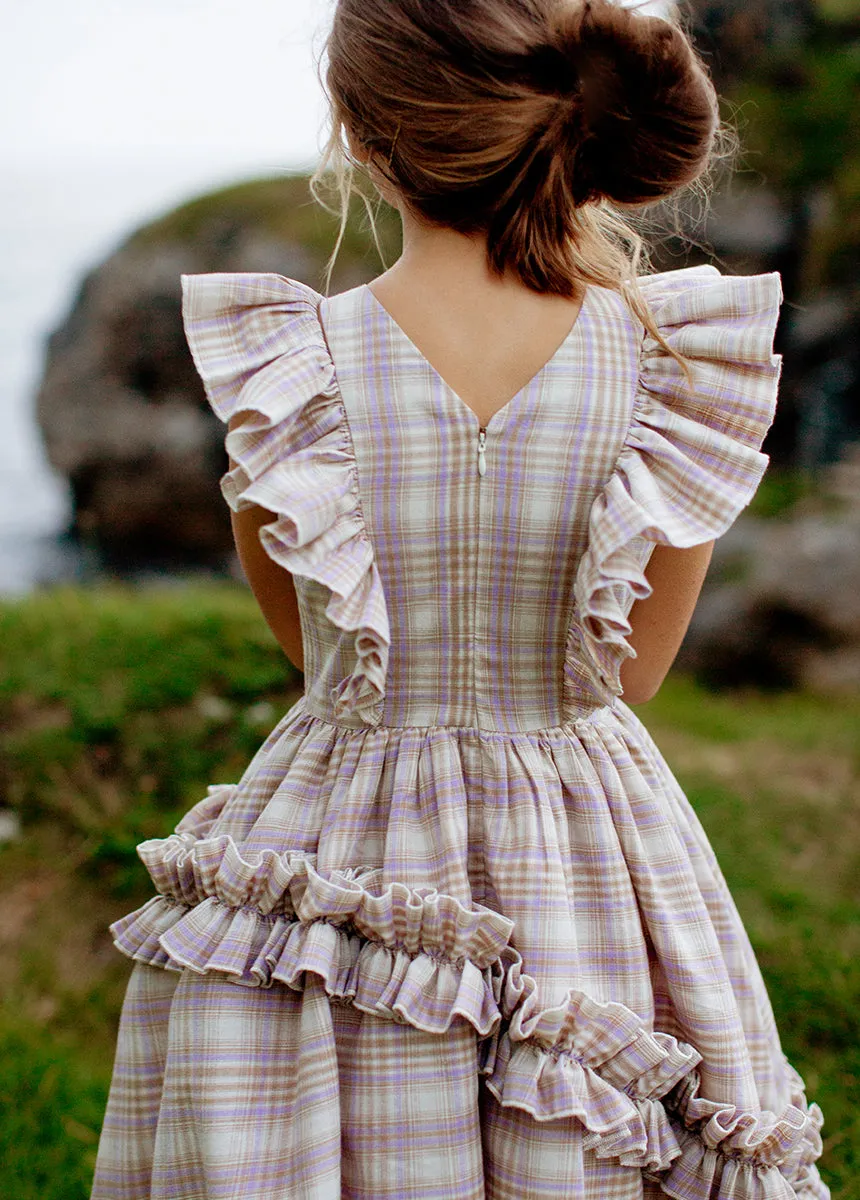 Reign Petticoat Dress in Lavender Plaid