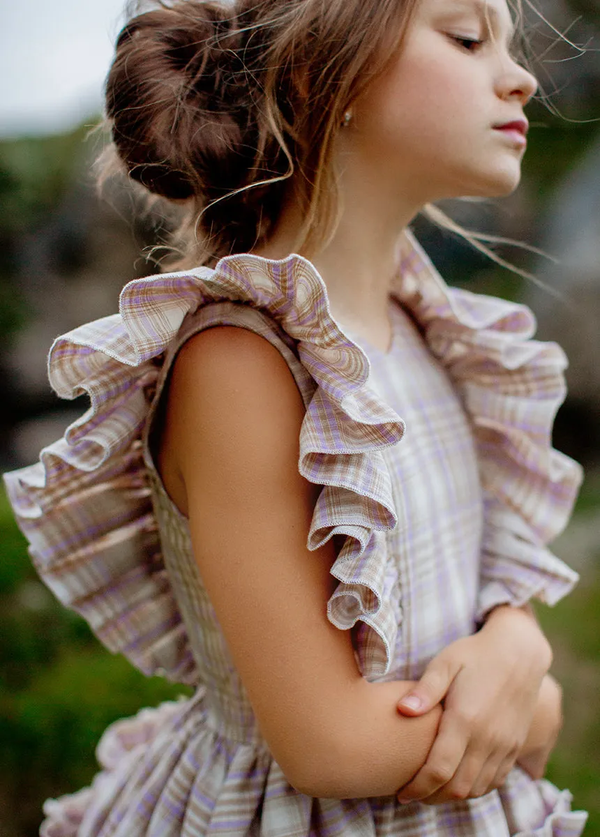 Reign Petticoat Dress in Lavender Plaid