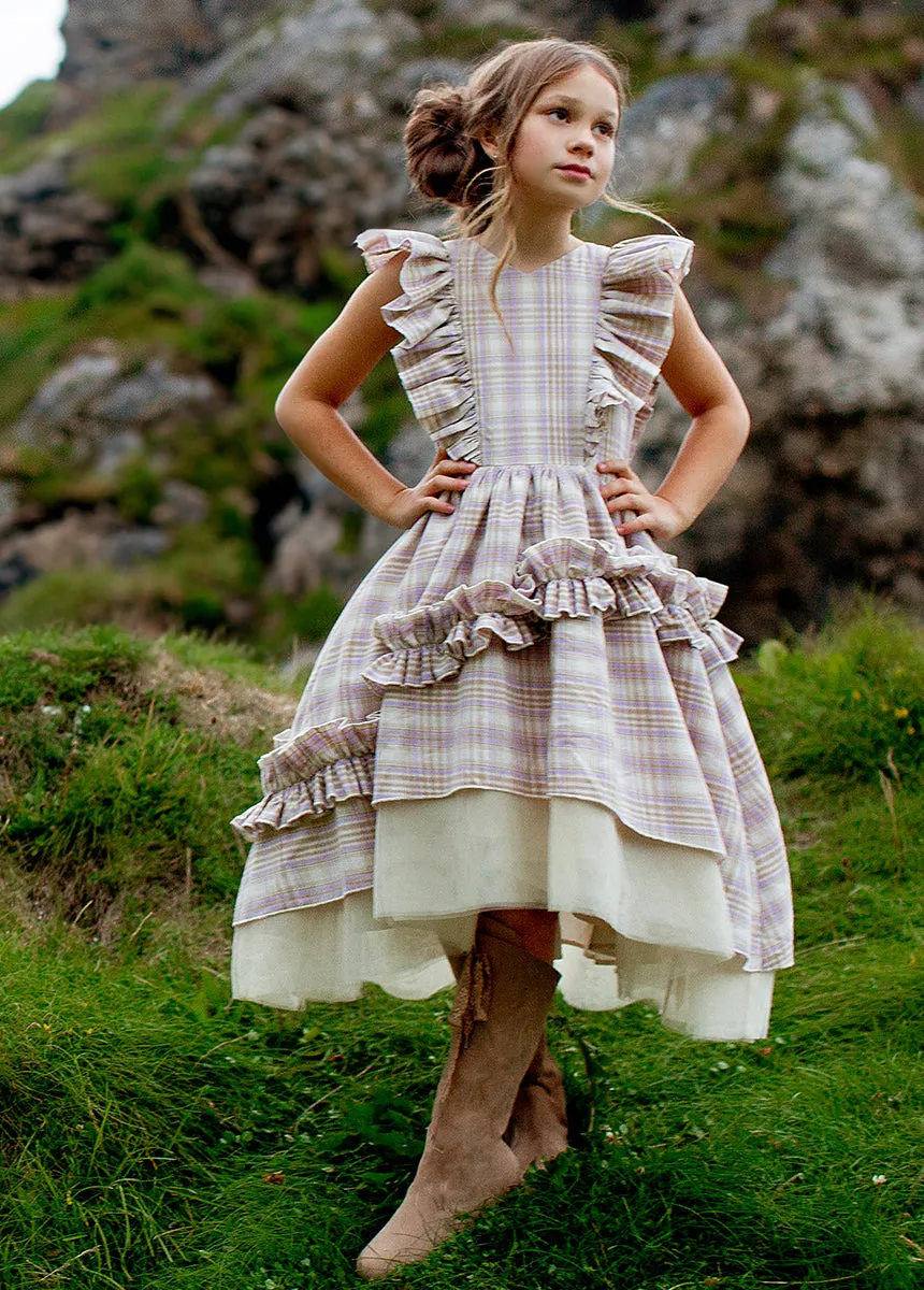 Reign Petticoat Dress in Lavender Plaid