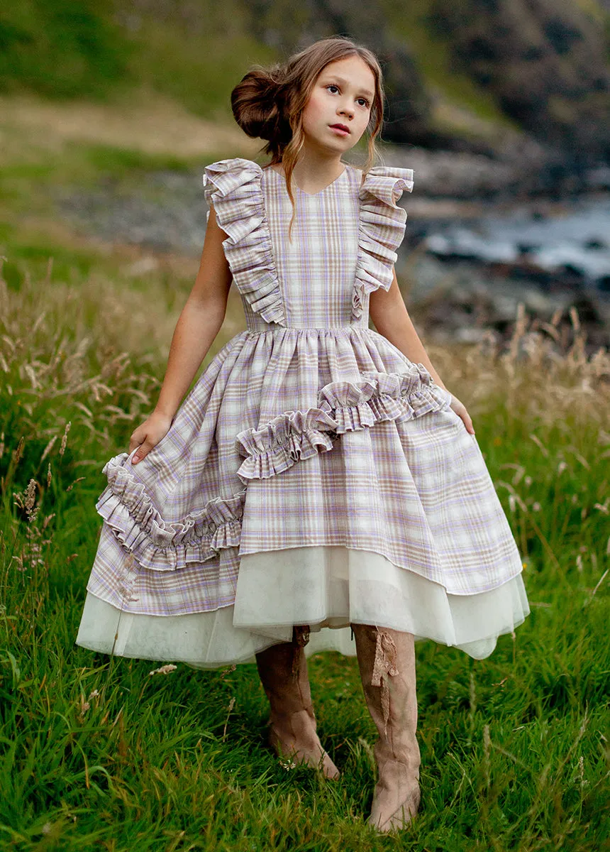 Reign Petticoat Dress in Lavender Plaid