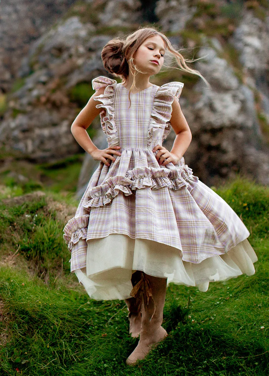 Reign Petticoat Dress in Lavender Plaid