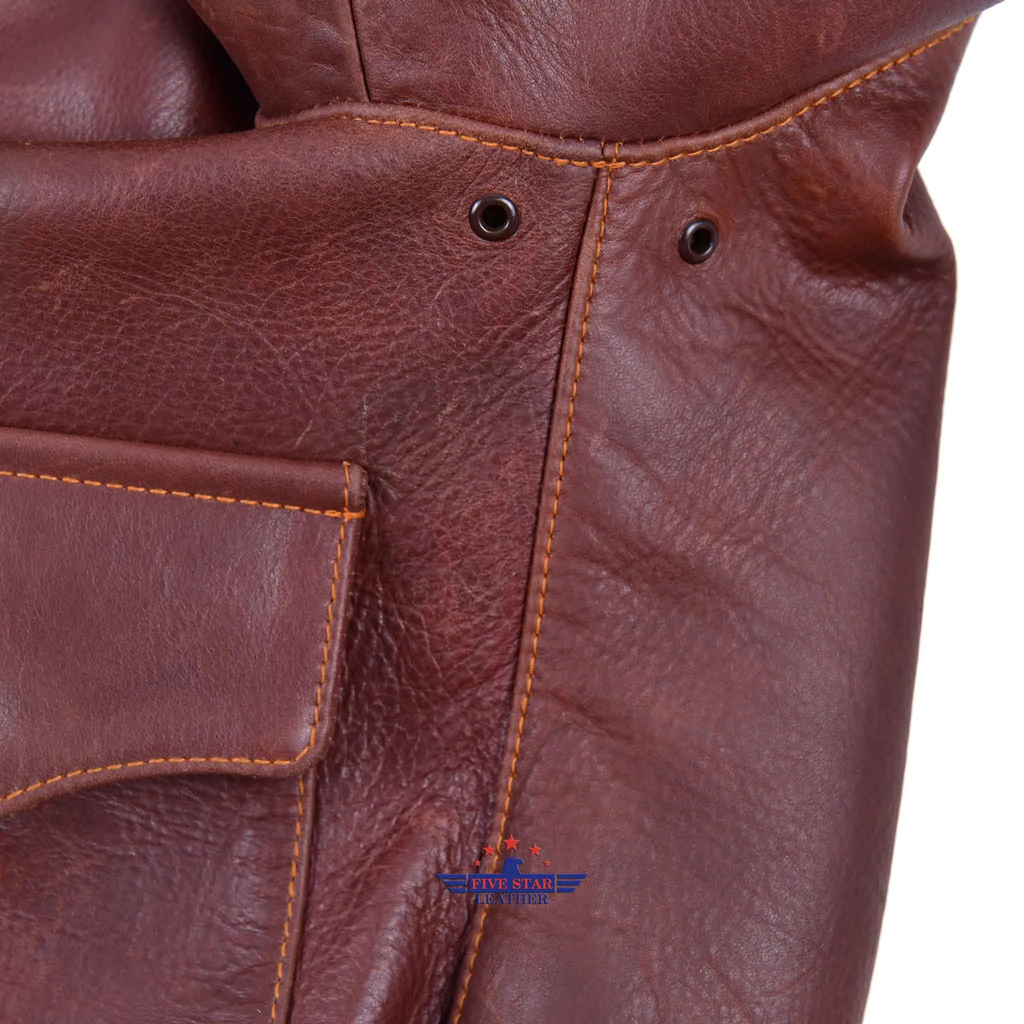 Repro A2 STAR SPORTSWEAR MFG.CO. Order No W535ac 28557 Horsehide Pull Up Brown Leather Flight Jacket