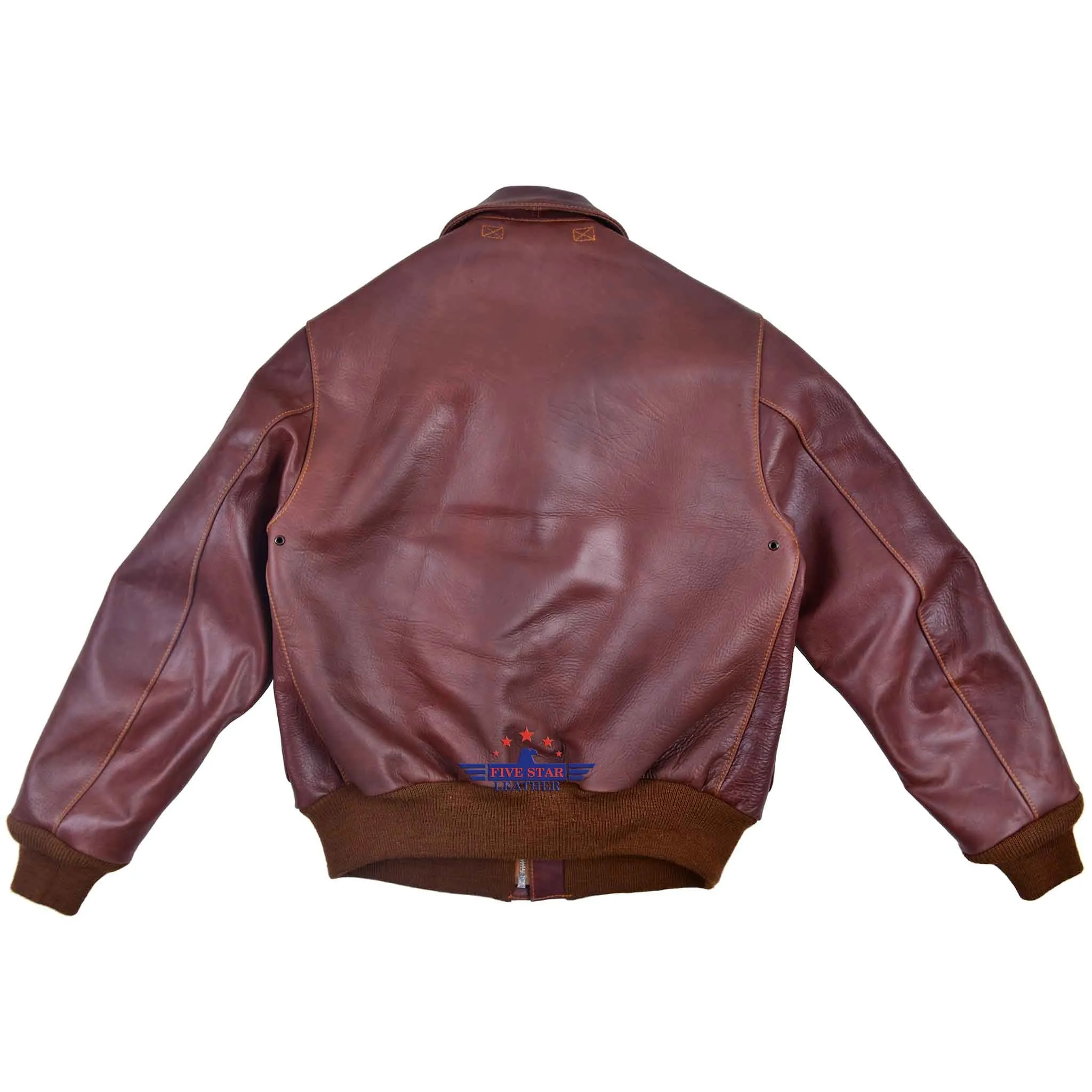Repro A2 STAR SPORTSWEAR MFG.CO. Order No W535ac 28557 Horsehide Pull Up Brown Leather Flight Jacket