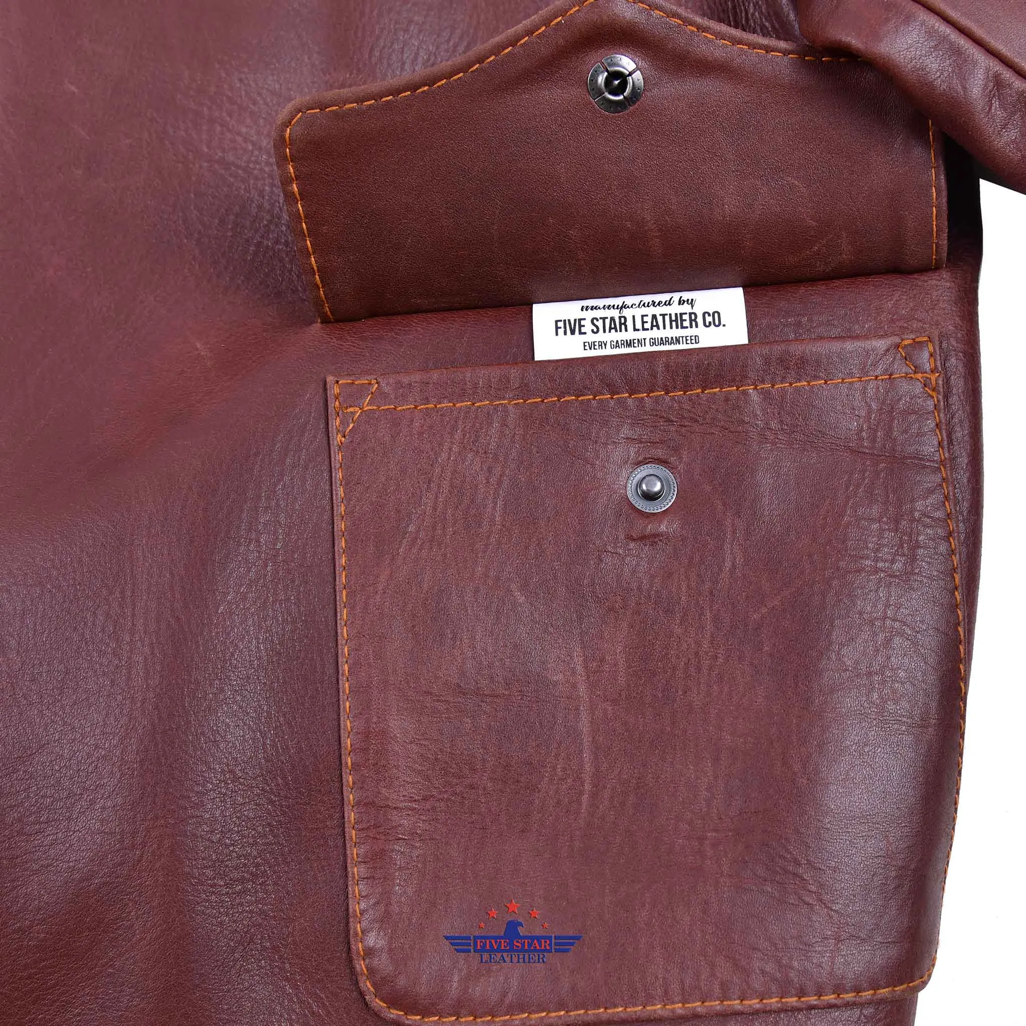 Repro A2 STAR SPORTSWEAR MFG.CO. Order No W535ac 28557 Horsehide Pull Up Brown Leather Flight Jacket