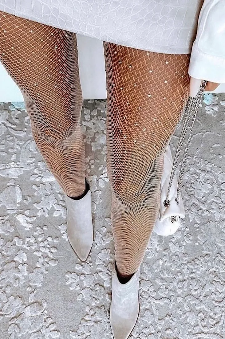Rhinestone Fishnet Tights