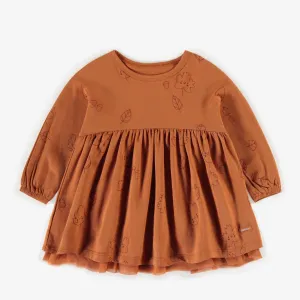 Robe cache-couche brune cuivrée en coton biologique, naissance  || Amber brown bodysuit dress in organic cotton, newborn