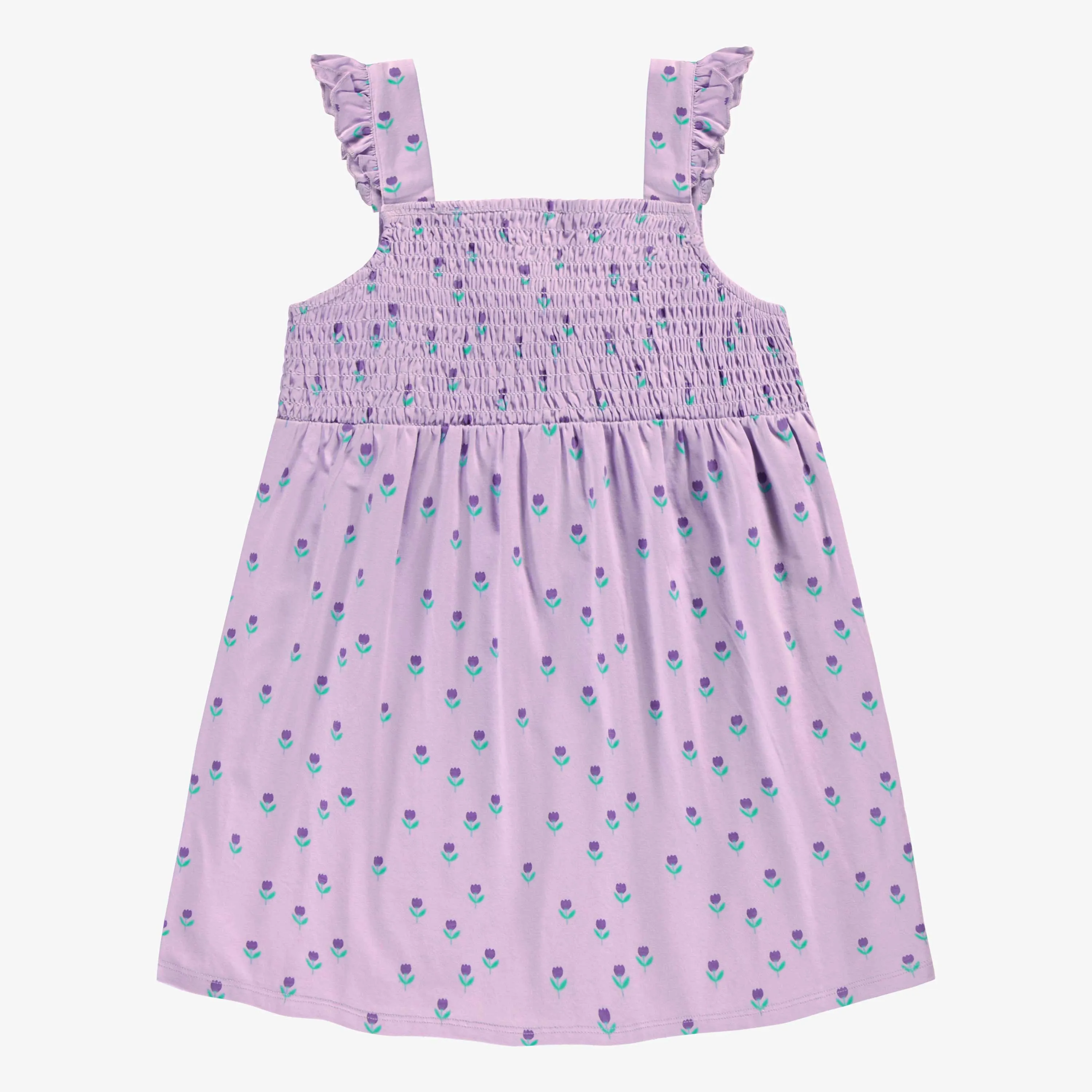 Robe mauve avec imprimé floral, enfant||Purple dress with floral all over print, child