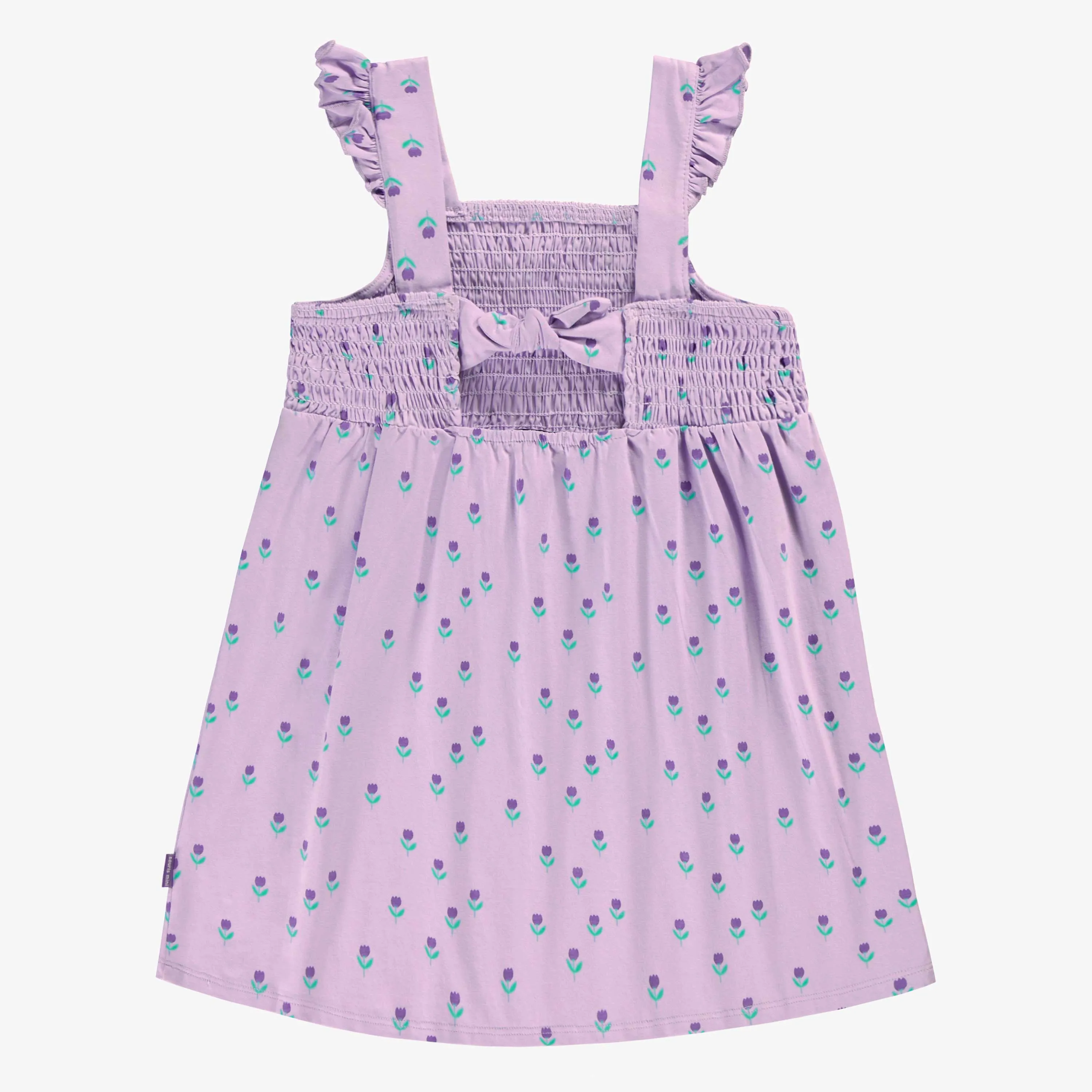 Robe mauve avec imprimé floral, enfant||Purple dress with floral all over print, child