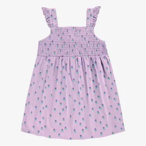Robe mauve avec imprimé floral, enfant||Purple dress with floral all over print, child