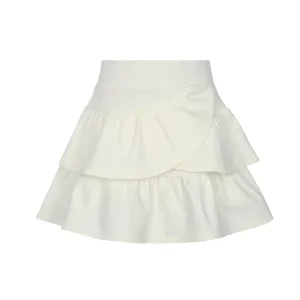 Ruffled ivory milano skirt by Little Parni