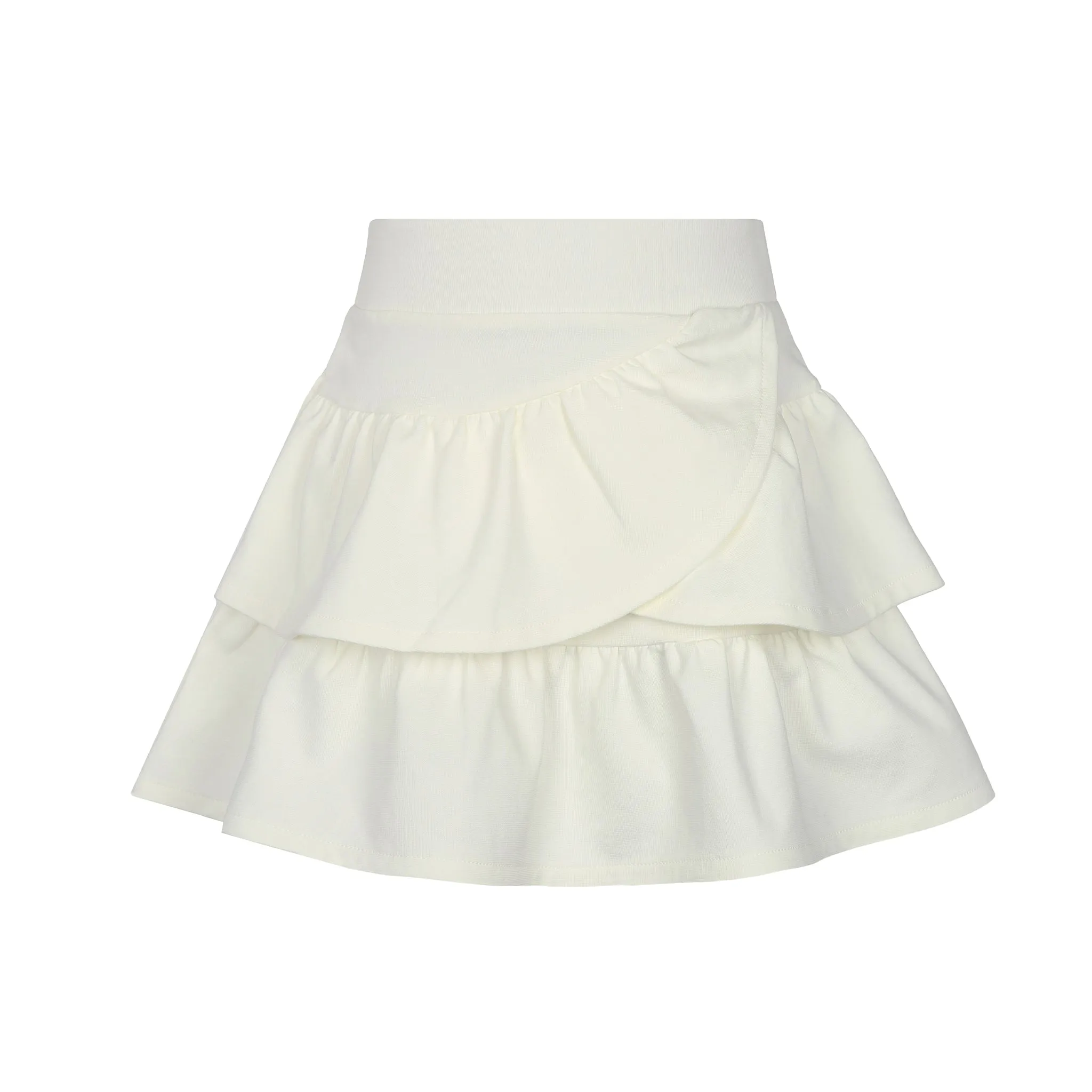 Ruffled ivory milano skirt by Little Parni