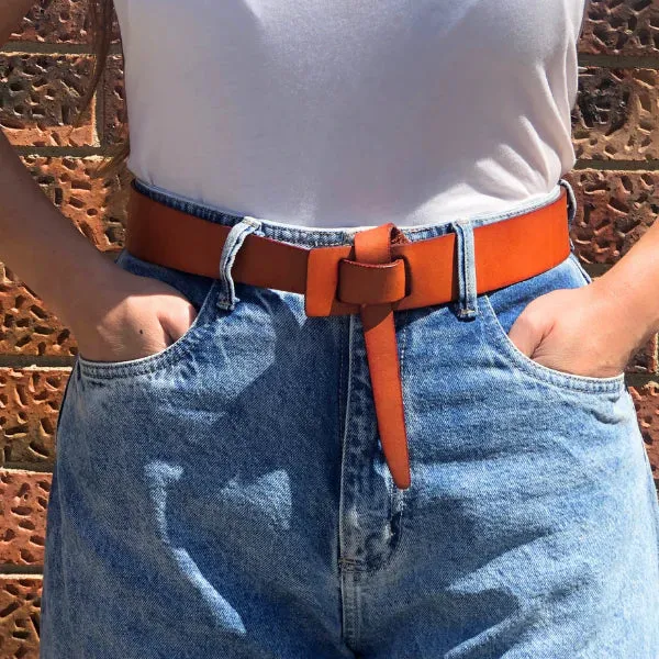 SEAFORTH - Women's Tan Genuine Leather Knot Belt
