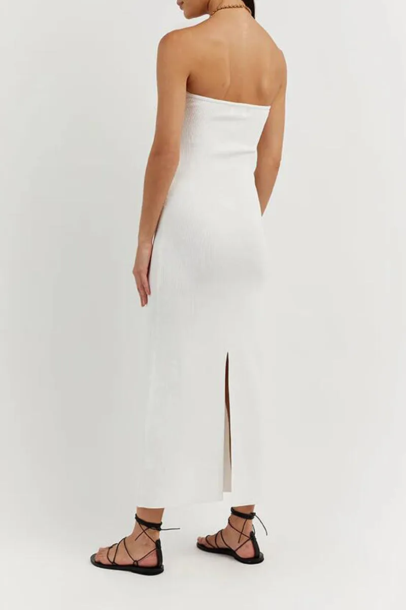 Sexy Solid Asymmetrical Strapless One Step Skirt Dresses