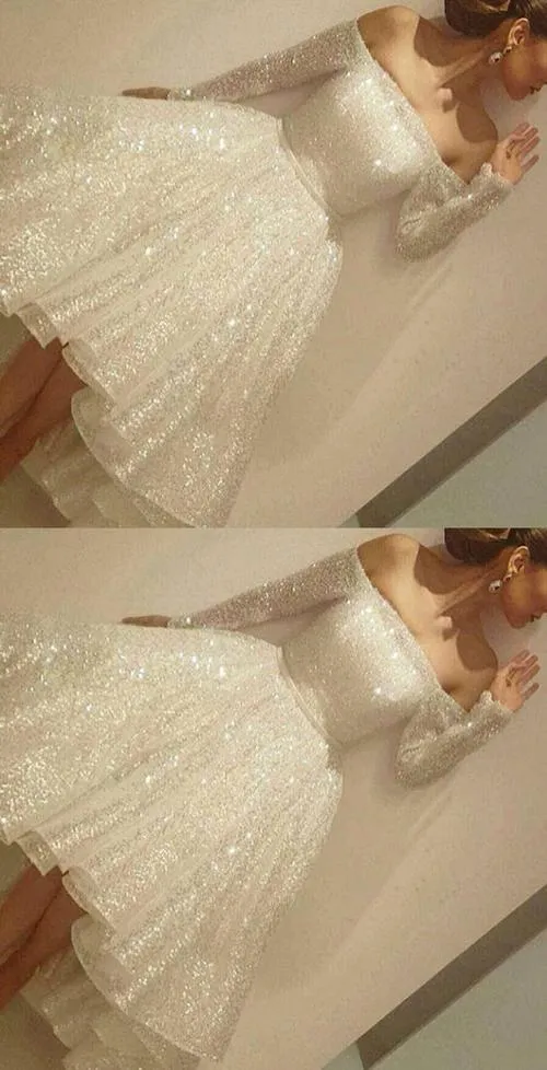 Shinning Off Shoulder A-line Homecoming Dresses Asymmetrical PromDress Short, MH167