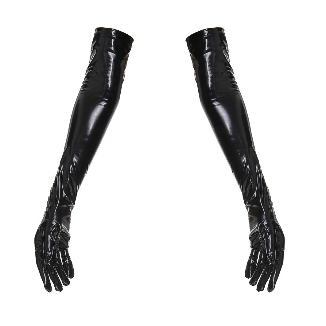 Shiny Patent Leather Mirror One-piece Leather Coat For Women