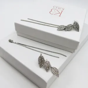 Silver Leaf 2-in-1 Ear Jacket Stud Earrings, Studded Silver Leaf Double Chain Dangle Earrings, Minimalist Tassel Earrings