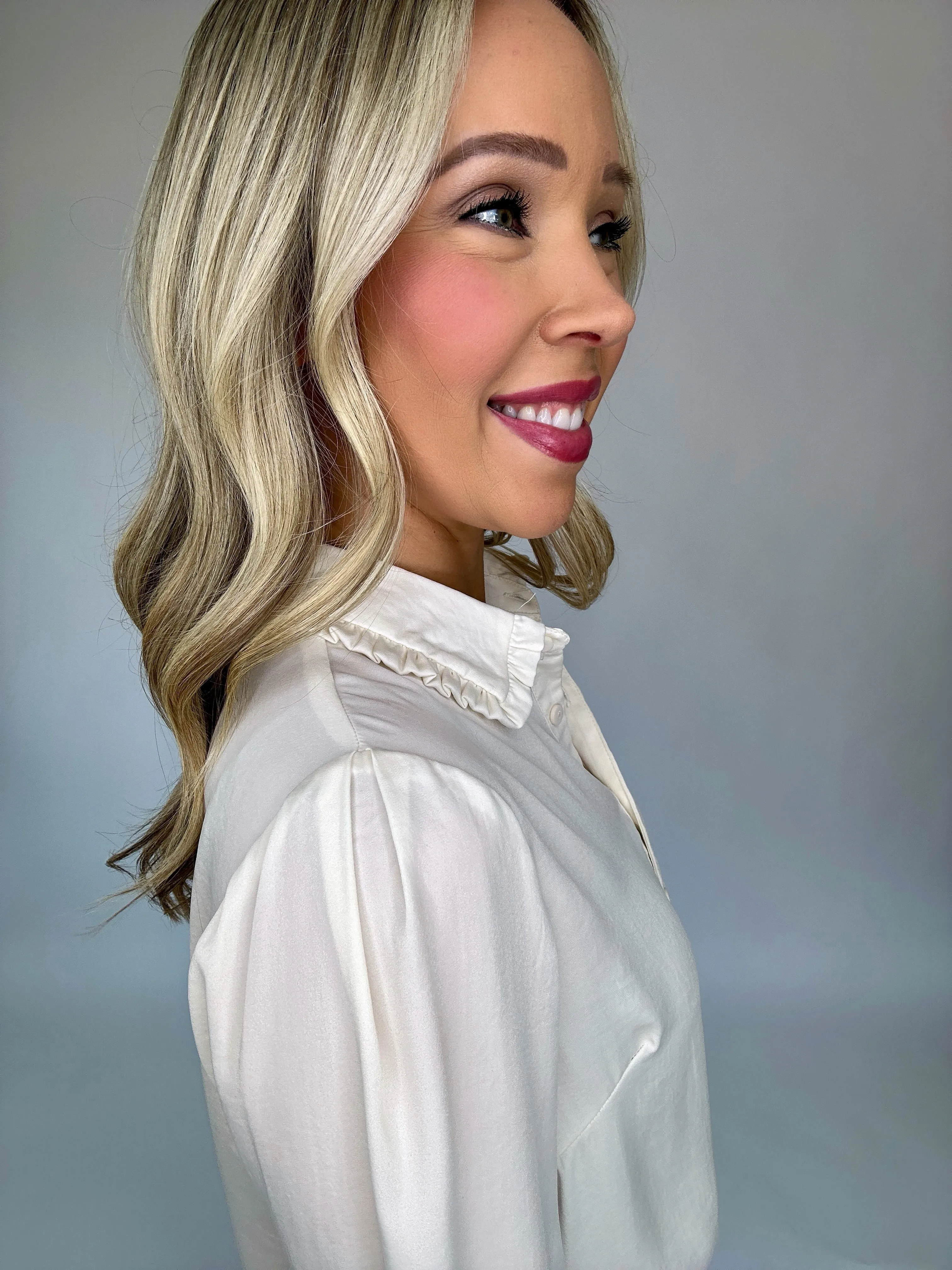 Soho Chic Satin Button Down Top